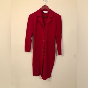 St. John button down dress red EUC 1359